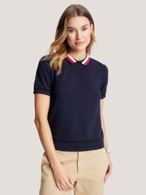 Tommy Hilfiger Women's Striped-Collar Heart-Logo Polo