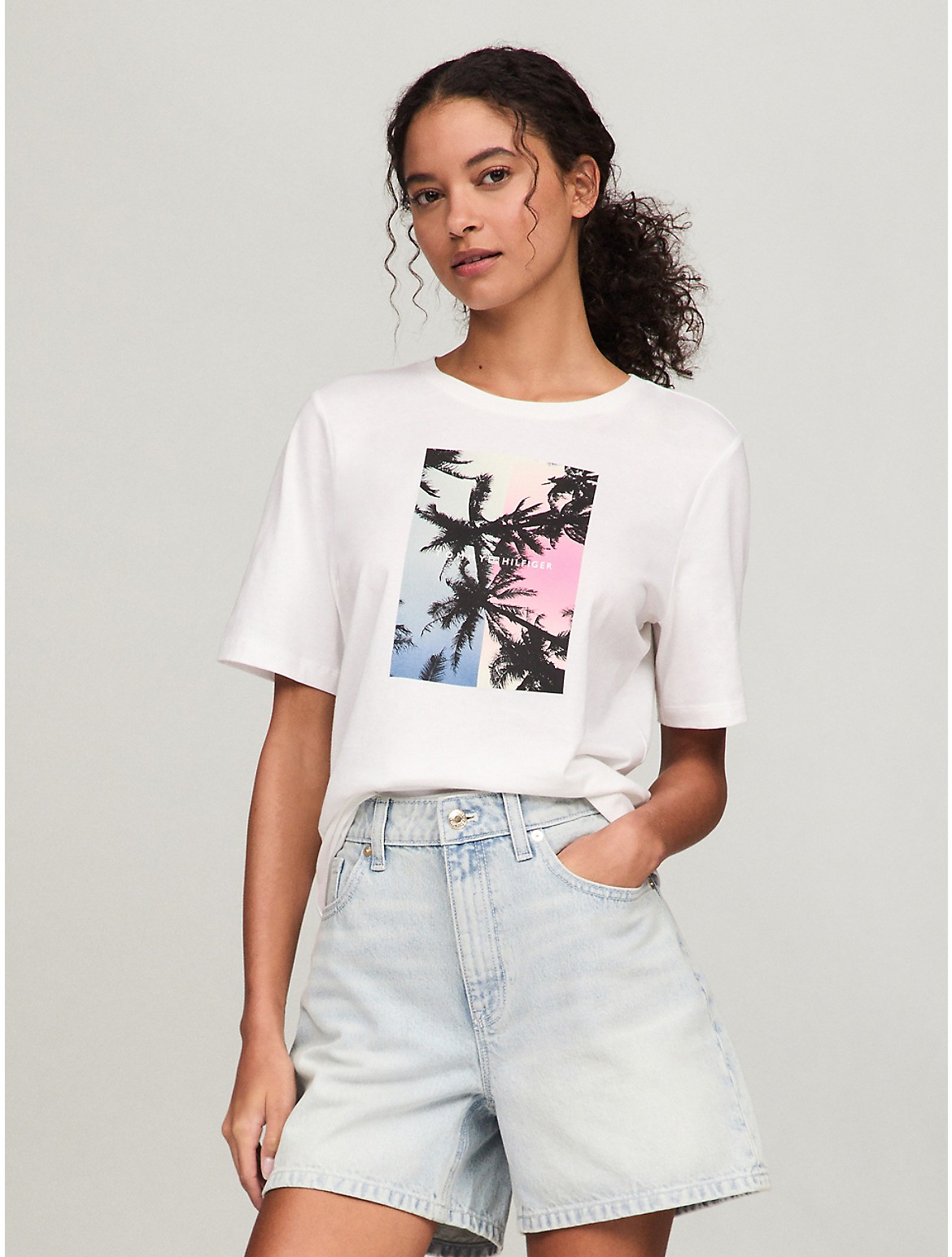Tommy Hilfiger Women's Palm Photoprint T-Shirt
