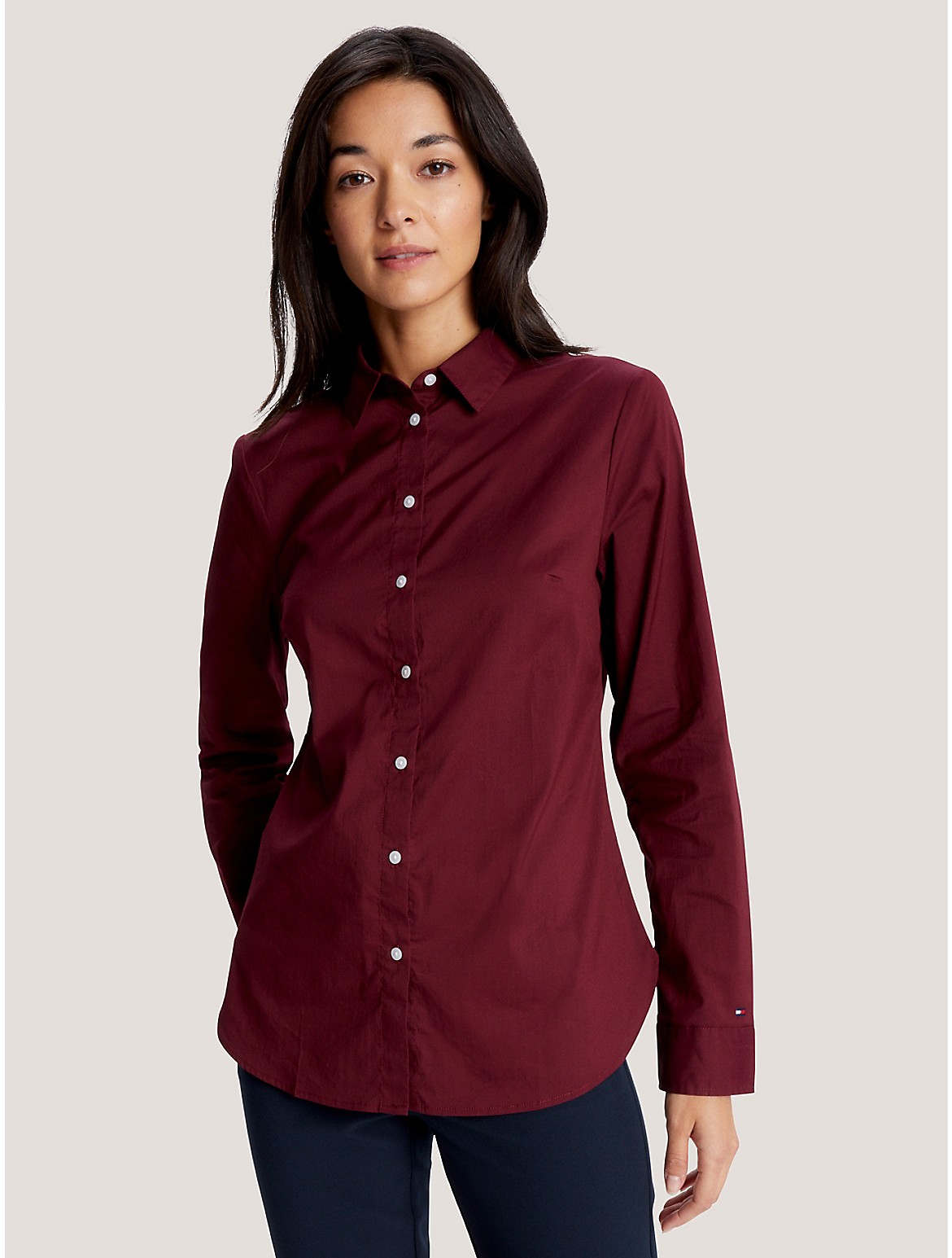 Tommy Hilfiger Slim Fit Solid Shirt In Deep Rouge