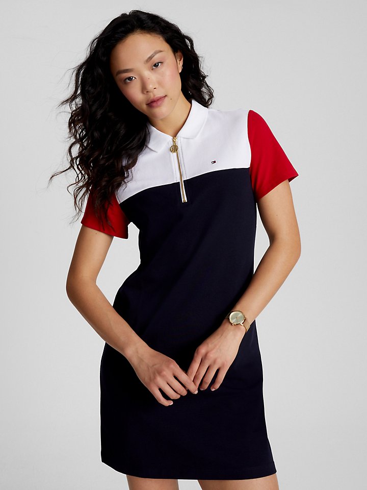 Productiecentrum klinker Prestigieus Colorblock Quarter-Zip Polo Dress | Tommy Hilfiger
