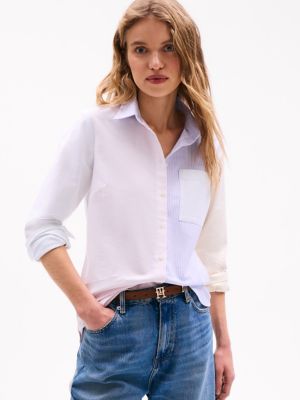 Regular Fit Multistripe Oxford Shirt, White Multi Stripe