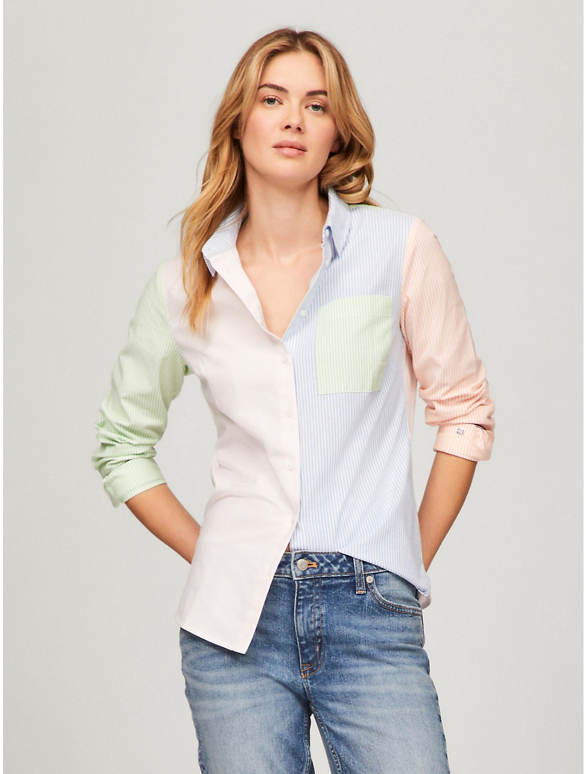Tommy Hilfiger Women's Regular Fit Multistripe Oxford Shirt