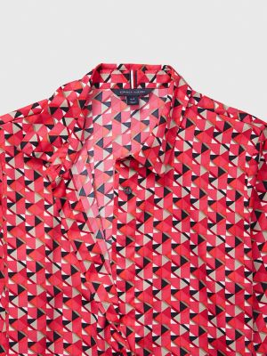 | USA Belted Geometric Hilfiger Print Shirtdress Tommy