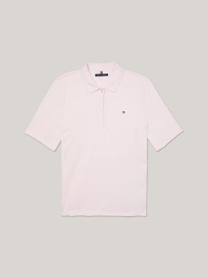 Seated Fit Solid Zip Polo, Cradle Pink