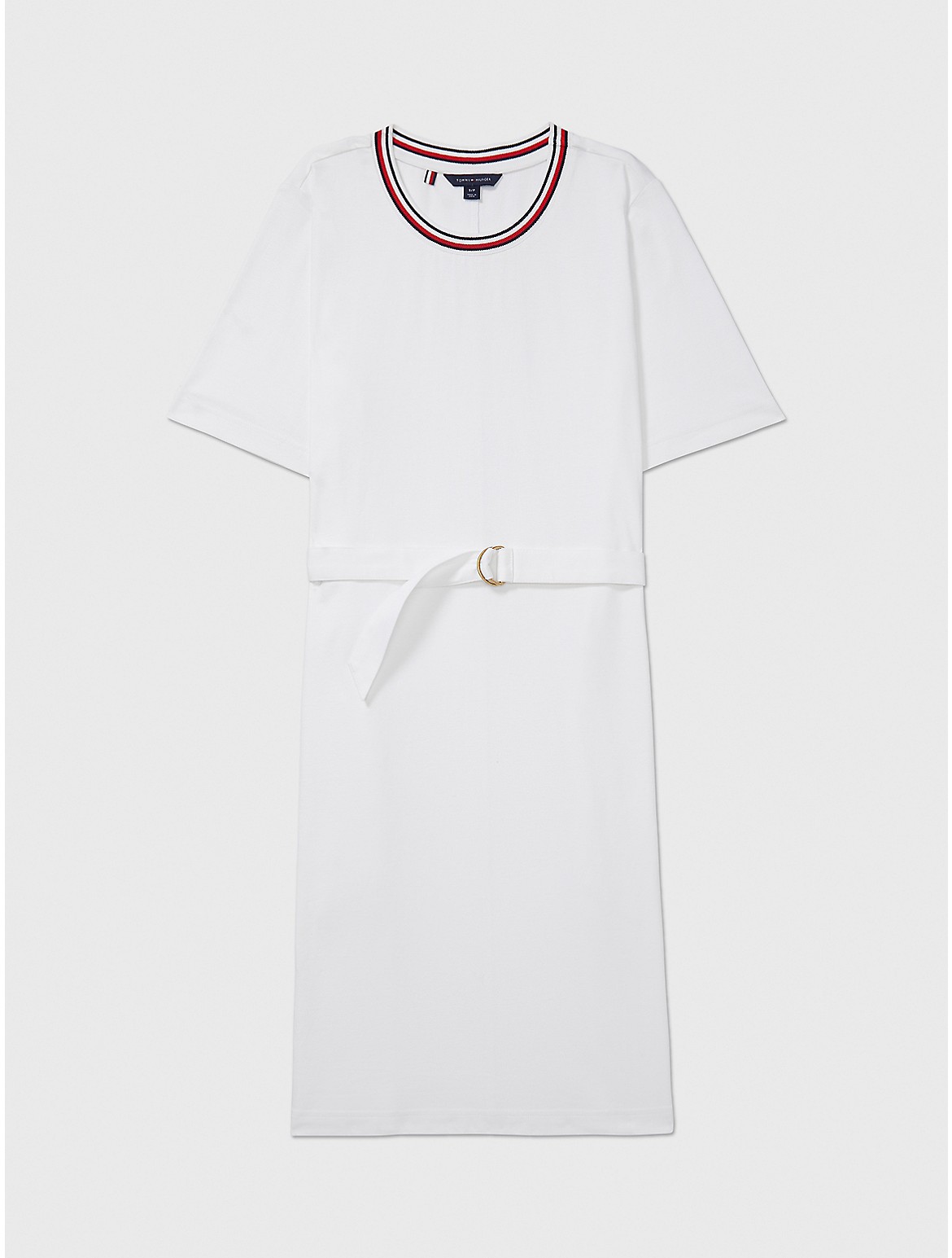 Tommy Hilfiger Belted Shift Dress In Optic White Th