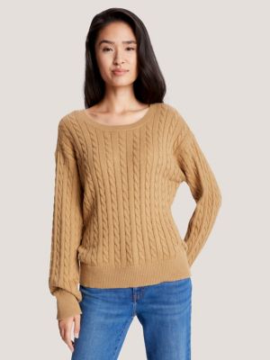 Relaxed Fit Cable Knit Sweater