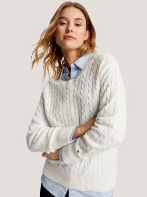 Relaxed Fit Cable Knit Sweater | Tommy Hilfiger USA