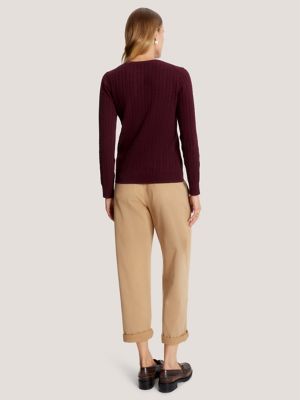 Cable Knit Sweater, Dark Cabernet