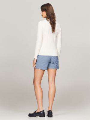 Cable Knit Sweater, White Suede
