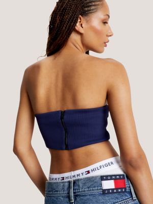 Tommy Jeans Heritage bandeau bralet in flag print