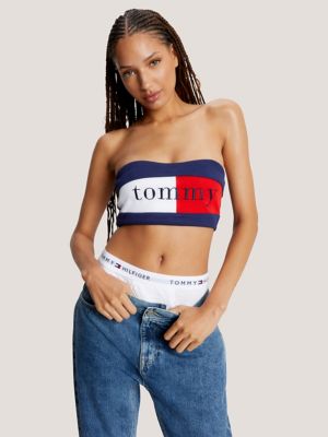 Tommy Hilfiger Women's Bandeau Tube Top with Classic Tommy Jeans Color  Block and Logo, Confetti, Small : : Clothing & Accessories