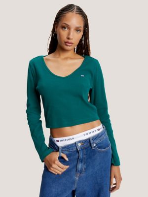 Tommy Hilfiger TOMMY JEANS Velvet Logo Women's Crop Top, Size Large