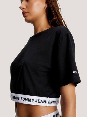 | Cropped Hilfiger Tommy T-Shirt Logo USA Waistband