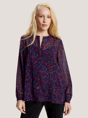 Relaxed Fit Floral Chiffon Blouse