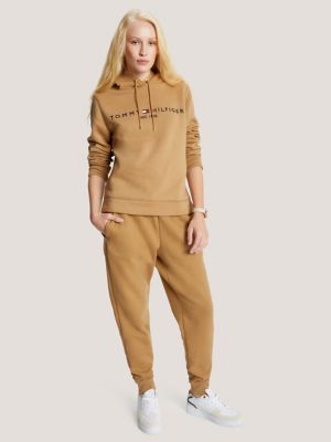 Embroidered Tommy Logo Hoodie, Pinecone Tan