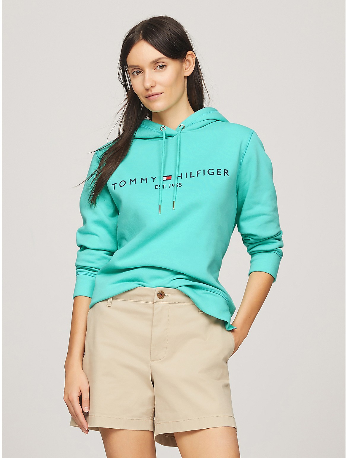 Tommy Hilfiger Embroidered Tommy Logo Hoodie In Ambitious Green