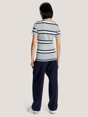 Slim Fit Favorite Stripe V-Neck T-Shirt | Tommy Hilfiger USA