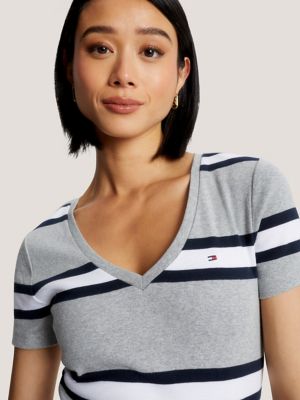 Slim Fit Favorite Stripe V-Neck T-Shirt | Tommy Hilfiger USA