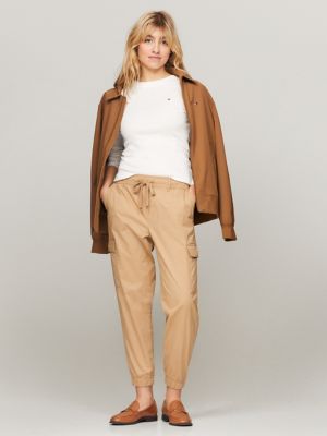 Women's Beige Smd Texture Sweat Pant Tommy Hilfiger WW0WW40602-AEF