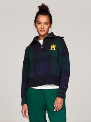 Relaxed Fit Tartan Half Zip Sweater Tommy Hilfiger USA