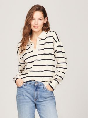 Long-Sleeve Stripe Polo Sweater | Tommy Hilfiger