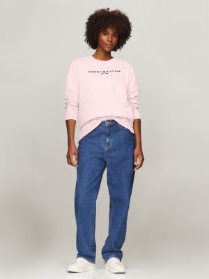 Embroidered Tommy Logo Sweatshirt, Light Pink