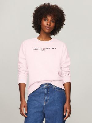 Embroidered Tommy Logo Sweatshirt, Light Pink