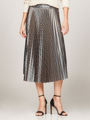 Warehouse silver hotsell metallic pleated skirt