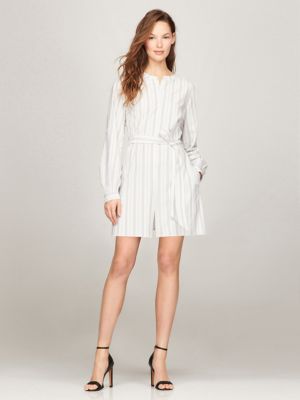 Tommy Hilfiger Womens Lace-Trim Shirt Dress, White, X-Large