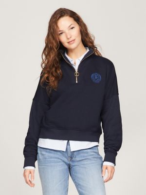 Tommy hilfiger embroidered flag best sale logo hoodie in navy