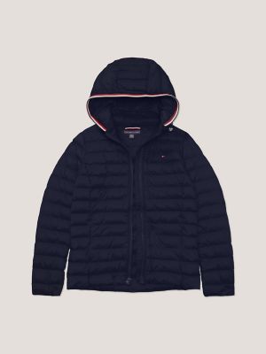 Tommy hilfiger hooded stretch online puffer jacket in black