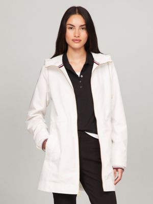 Outlets Tommy Hilfiger White Fall Windbreaker Coat Womens Size M