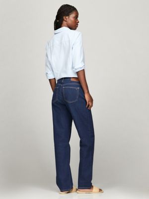High-Rise Straight Fit Dark Wash Jean | Tommy Hilfiger USA