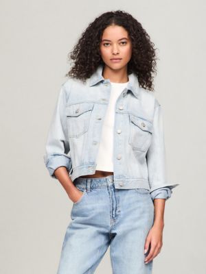 Cropped Light Wash Denim Jacket Tommy Hilfiger USA