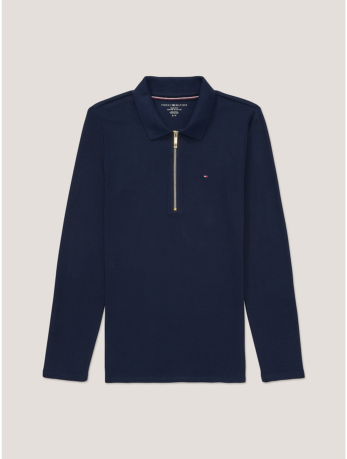 Tommy Hilfiger Solid Zip Polo In Desert Sky