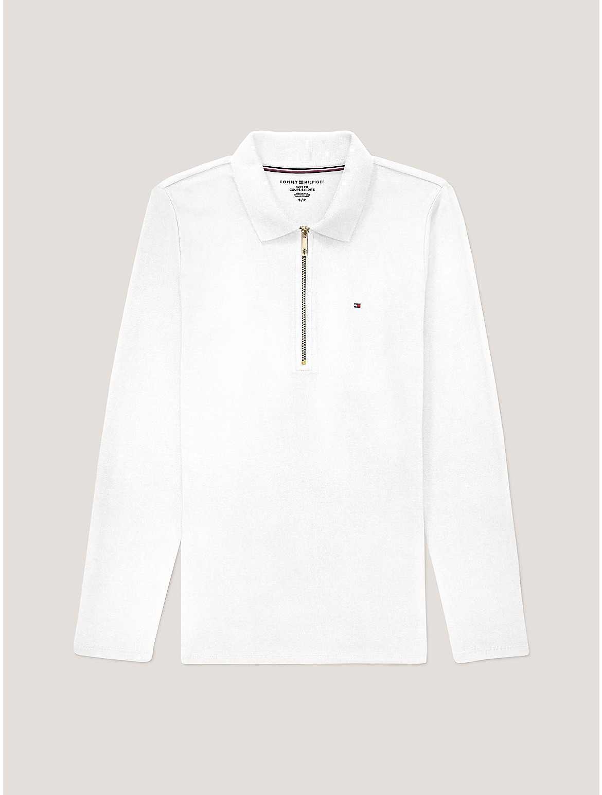 Tommy Hilfiger Solid Zip Polo In Optic White Th