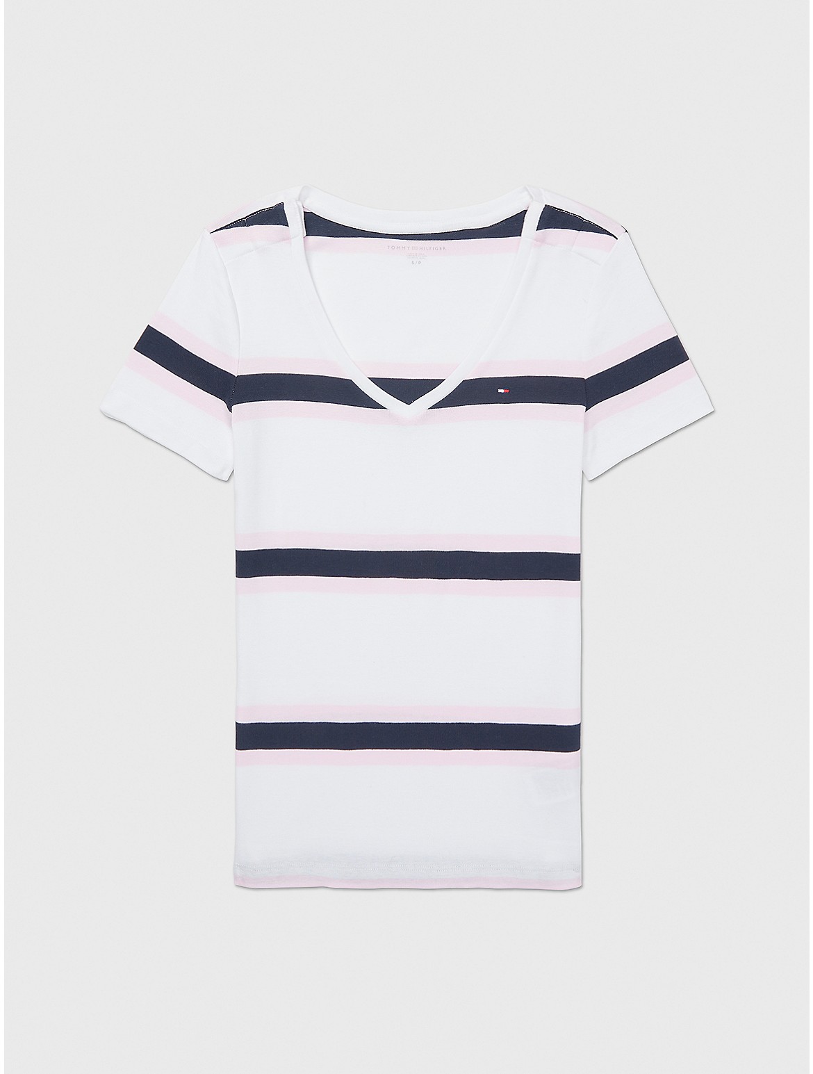 Tommy Hilfiger Women's Stripe V-Neck T-Shirt