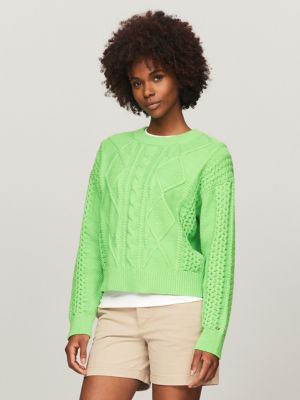 Cable knit hot sale sweater green