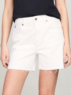 Straight Fit High-Waist 5" Denim Short, White