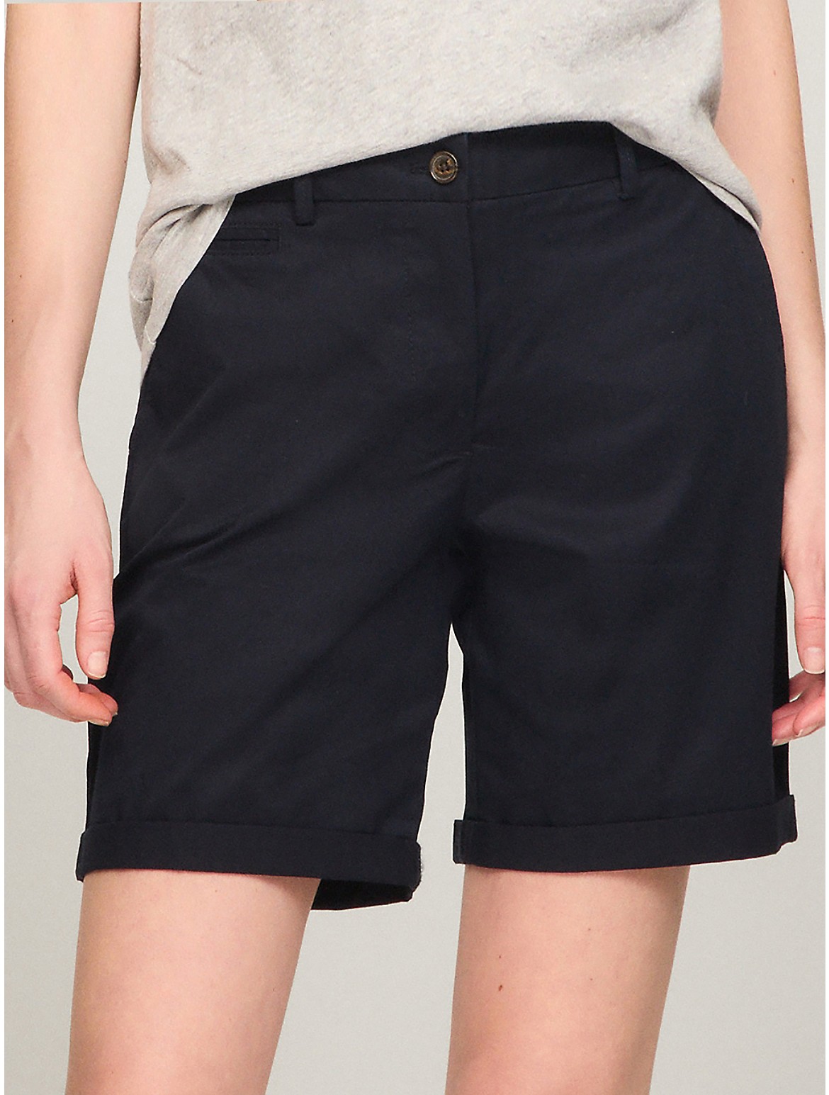 Shop Tommy Hilfiger Solid Stretch Cotton 7" Chino Short In Navy