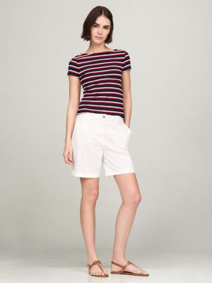 Solid Stretch Cotton 7" Chino Short, Optic White