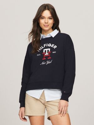 Tommy Hilfiger - Women's Sweatshirt with Hood and Logo - Size XXS:  : Moda