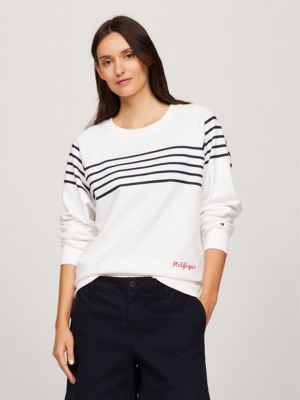 Tommy hilfiger logo stripe sweatshirt new arrivals