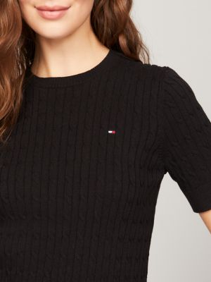 Short-Sleeve Cable Knit Sweater | Tommy Hilfiger