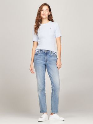 Short-Sleeve Cable Knit Sweater, Breezy Blue