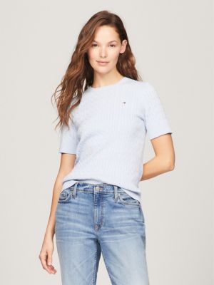 Short-Sleeve Cable Knit Sweater | Tommy Hilfiger