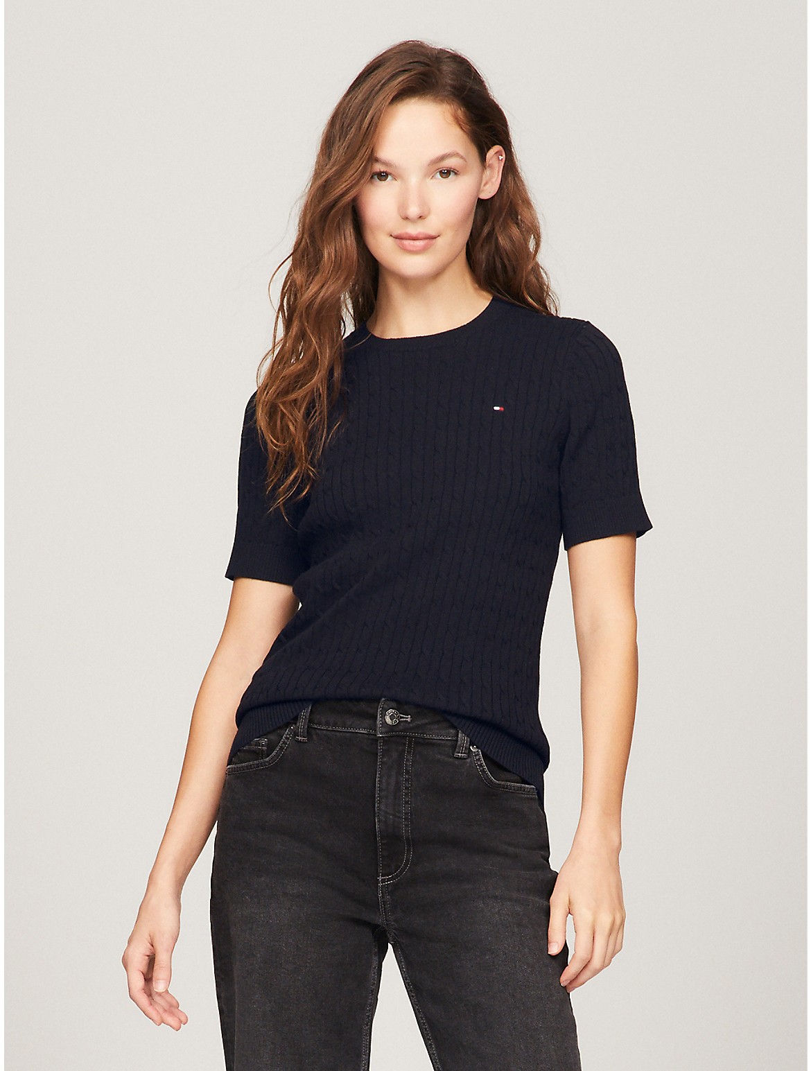 Tommy Hilfiger Women's Short-Sleeve Cable Knit Sweater