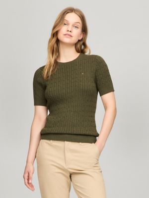 Short Sleeve Cable Knit Sweater Tommy Hilfiger