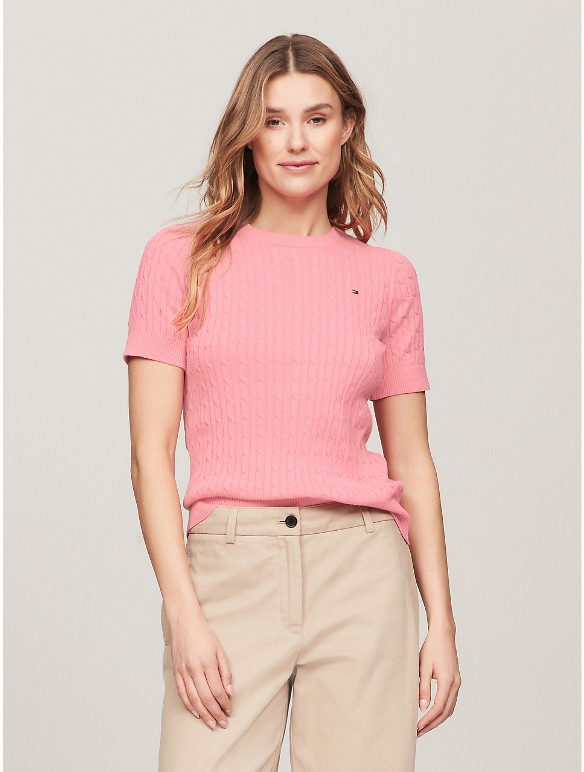 Tommy Hilfiger Women's Short-Sleeve Cable Sweater