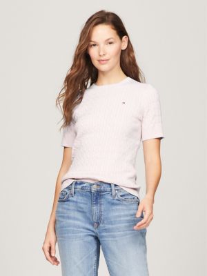 Tommy Hilfiger Women's Big Logo Line T-Shirt, Flamingo Pink, Small :  : Clothing, Shoes & Accessories